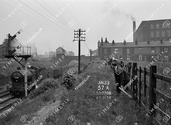 Radcliffe, Black Lane mill and train June 1953