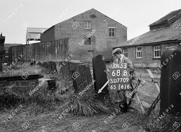 Ainsworth, Pilkington Fold Farm, wall and stoops 53.584855 -2.338774 June 1953