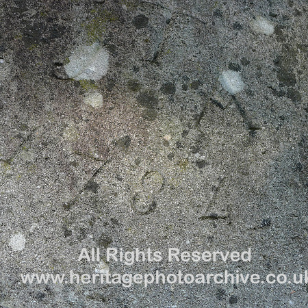 HRS 9661 Crosthwaite corn mill millstone dated 1784 close up L1180348