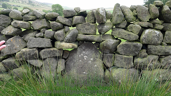 HRS 9700 Wycoller, repaired orthostat  wall at approx SD934387 L1180500