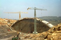 M62 Motorway Construction, Scammonden bridge cranes 1969