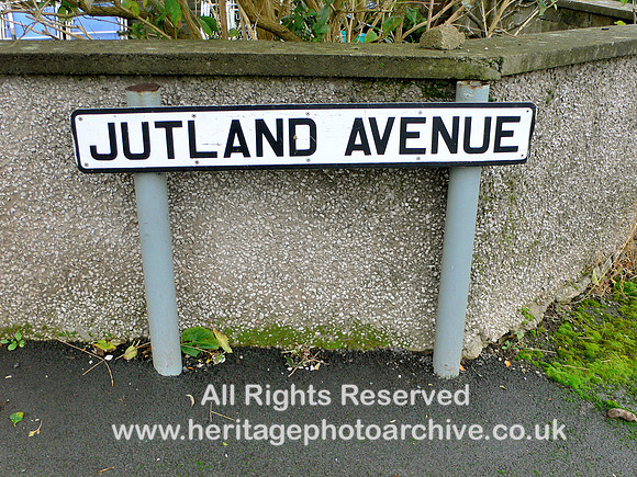 HRS 9824 Flookburgh, Ravenstown, Jutland Avenue street sign L1120263