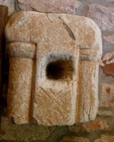 HRS 8962 Great Ormside, church carving with hole and fossil L1150534