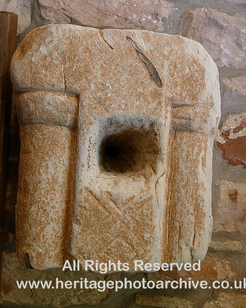 HRS 8962 Great Ormside, church carving with hole and fossil L1150534