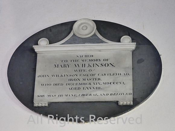 Lindale, Church of St Paul, memorial plaque to Mary Wilkinson L7740140