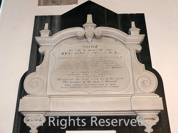 Lindale, Church of St Paul, memorial plaque to Rev James Young L7740198