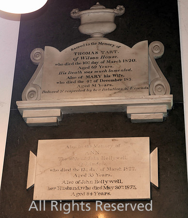 Lindale, Church of St Paul, memorial plaques Thomas Tart and John Hollywell L7740201