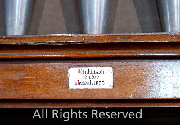Lindale, Church of St Paul, organ details Wilkinson Kendal 1873 L7740225