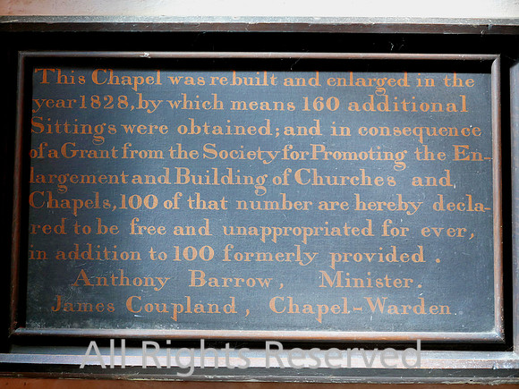 Lindale, Church of St Paul, re-building plaque John Coupland L7740204
