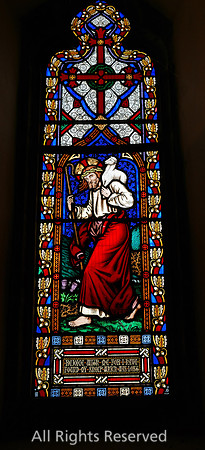 Lindale, Church of St Paul, stained glass window lamb L7740218