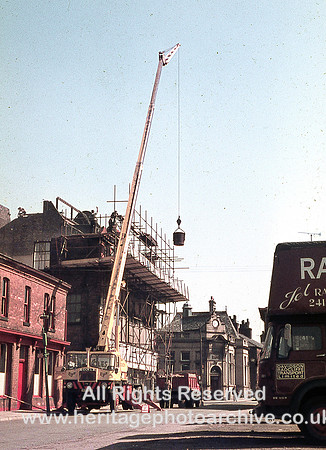 HRS 10815 Radcliffe, Demolition of Co-op  crane 1971