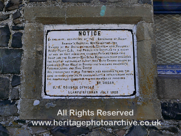 HRS 10090 Llanfairfechan, Rights Way declaration plaque L7740392