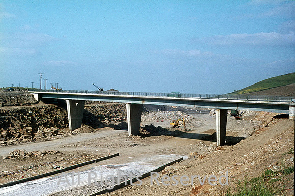M62 Motorway Construction, Motorway bridge nearing completion 1970