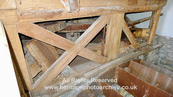 HRS 6952 Newby Bridge Corn Mill, waterwheel and gearing top floor