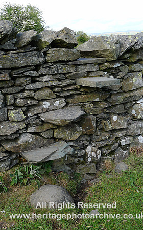 HRS 8584 Cartmel Fell, Ravens Barrow stone steps in dry stone wall