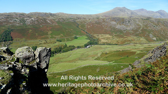 HRS 10491 Hard Knott Roman Fort, view into Eskdale Valley NW L1190515