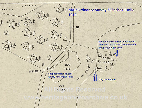 HRS 8458 MAP Bannisdale 25 inch 1912 quarry annotated NY532010