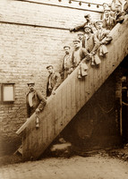HRS 1516 Coalmining, colliers on wooden steps Gibfield