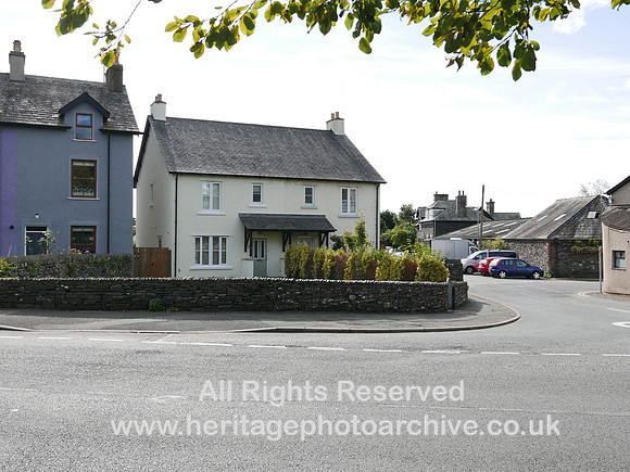 Broughton in Furness, site of level crossing, white built over tracks L7760975