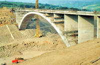 M62 Motorway Construction, Scammonden bridge with yellow crane 1969