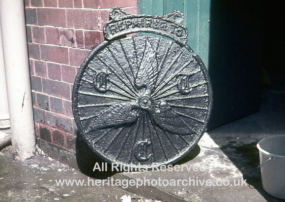 HRS 10826 Radcliffe, CTC shield. during renovation at Bury Museum 1974