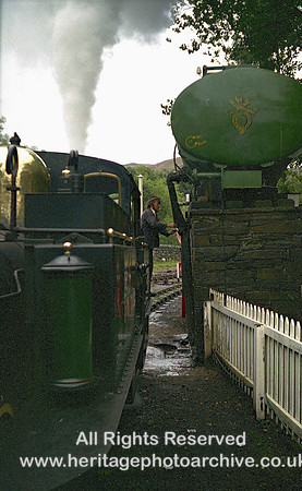HRS 5925 Ffestiniog Rly refilling with water 1970s