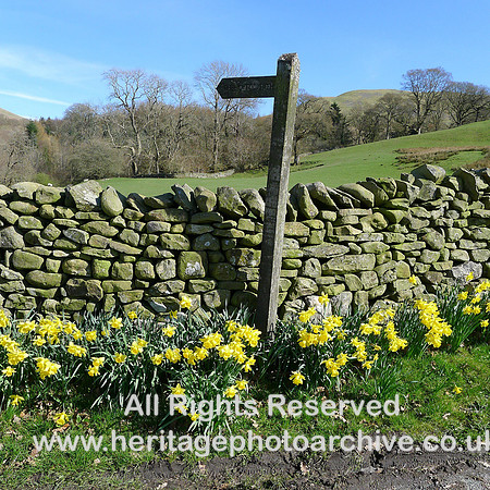HRS 7912 Barbon, near church dry stone walls and finger post