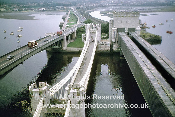 HRS 196 Conwy's bridges from the Castle 1980s