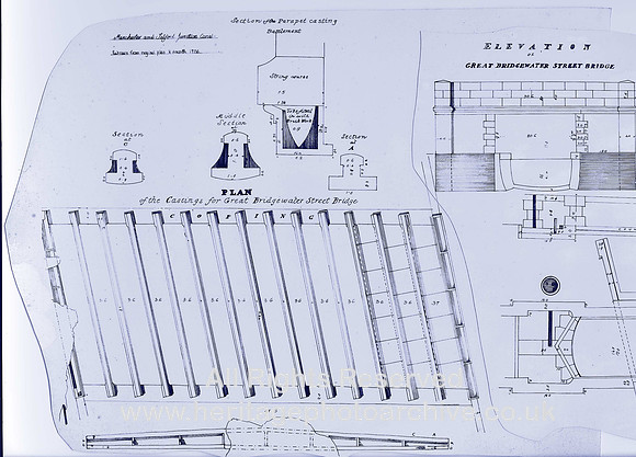 HRS 1199 Manchester, Salford Junction Canal, plan of underside of Great Bridgewater St bridge etc.
