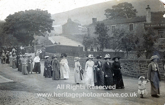 HRS 1581 Sabden, Pendle, Procession near Bull Bridge 1914