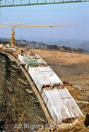 M62 Motorway Construction, Scammonden bridge falsework and shuttering 1970