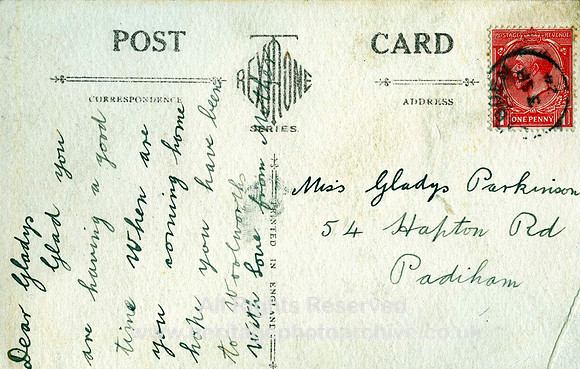 HRS 1582 Sabden, Pendle, Bull Bridge postcard message