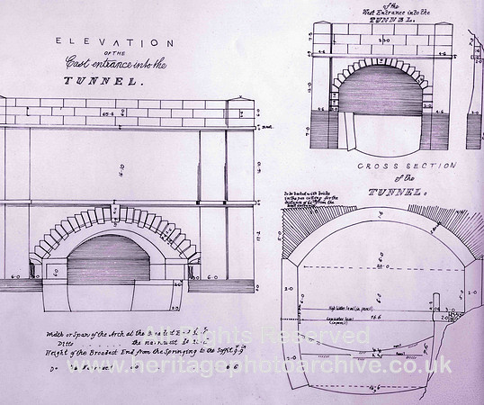 HRS 1196 Manchester, Salford Junction Canal, tunnel portals elevation plans