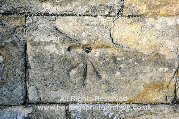 HRS 7773 Cartmel Priory, OS bench mark  SD 379 787 104.7 feet OD