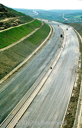 M62 Motorway Construction, Course of motorway looking west towards Rochdale 1970