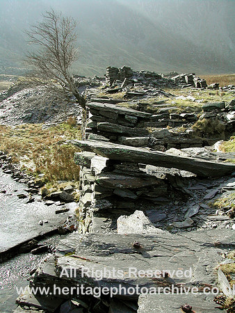 HRS 6419 Cwm Eigiau slate works waterwheel site 2004