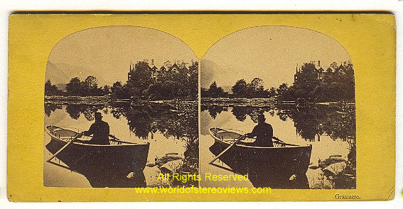 Lake District, Prince of Wales Hotel, Grasmere man in boat