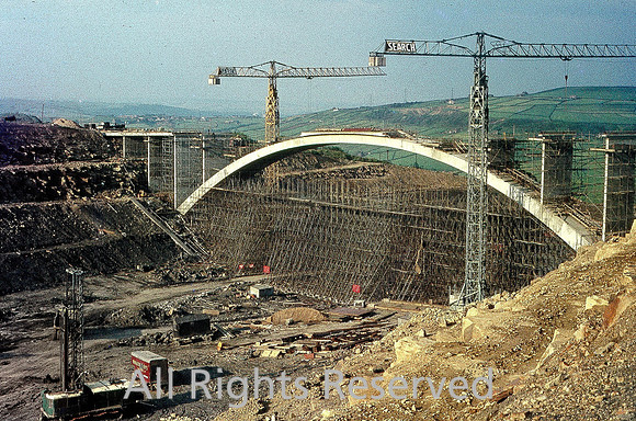 M62 Motorway Construction, Scammonden bridge construction site 1969