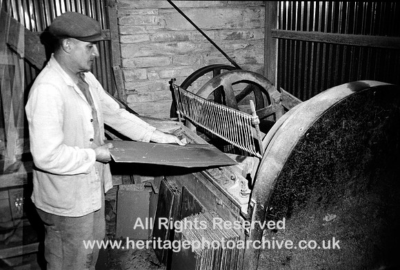 HRS 7402 Llechwedd slate quarry, slate-trimming-c1970