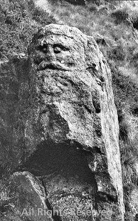 Newchurch-in-Pendle, Carved face in stone 1977