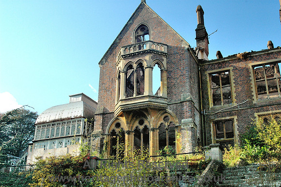 HRS 6911 Hafodunos Hall, Garden terrace & conservatory after 2004 fire