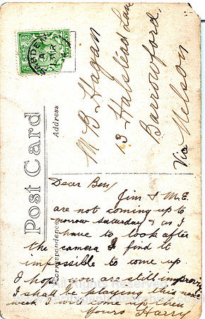 HRS 1580 Sabden, Pendle, Procession near Bull Bridge 1914 Message