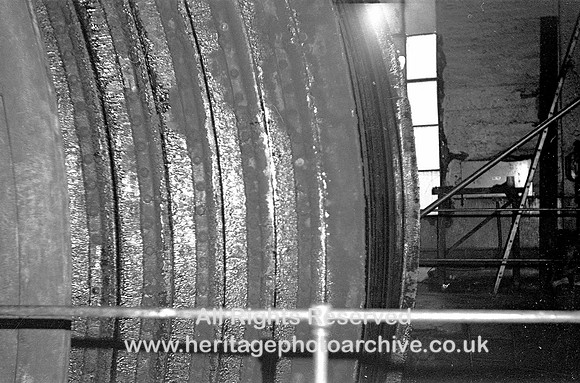 HRS 3349 Leigh, Parsonage Pit winding engine drum Markham's 1970s