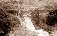 HRS 1184 Radcliffe, Mount Sion Waterwheel aerial shot 1970s