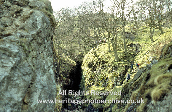 HRS 4365 Castleton, Odin Lead Mine fault scarp and mine entrance 1983