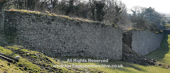HRS 9136 Kirkby in Furness, collapsed dry stone wall on tramway L7710425